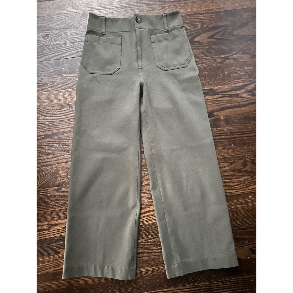 Maeve Colette Wide Leg Pants Women 26 Olive Green High Rise Pocket Ponte - Picture 2 of 8